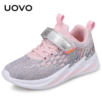  UOVO Детская спортивная обувь для бега 2021, Осенняя детская Дышащая Сетчатая обувь, Модные кроссовки для девочек #27-35
