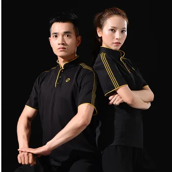  Футболка с боевыми искусствами, детская тренировочная одежда для взрослых, мужская одежда для занятий тайцзи с короткими рукавами, женская одежда в китайском стиле