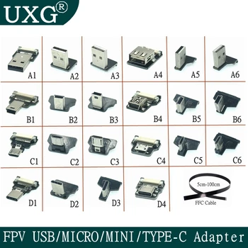  Двойной 90-Градусный Прямоугольный USB Mini Micro Type-c Кабель для передачи данных для зарядки жесткого диска FPC Бесщеточный Ручной Карданный монитор