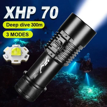  Новый фонарик для дайвинга 18650 26650, профессиональный подводный фонарь XHP70, самая мощная подводная лампа, Рыболовный фонарь для охоты
