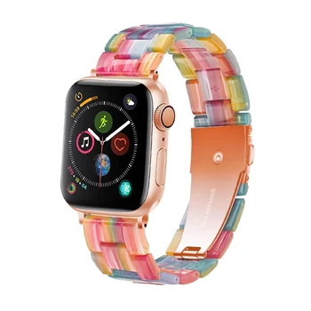 Новые цвета, ремешок из смолы для Apple Watch Band 44 мм, 40 мм, 42 мм, 38 мм, браслет с металлической пряжкой, ремешок для часов iwatch серии SE/6/5/4/3/2