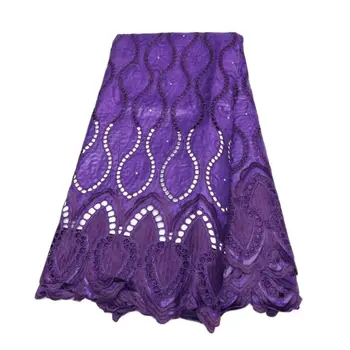 Хорошая Африканская Кружевная Ткань Фиолетового Цвета Обычная Чистая Сетка Bazin Riche Гладкая Парча Для Пошива Свадебного Платья