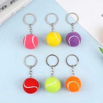  6 Цветная цепочка для ключей Теннисный мяч Металлический брелок Для ключей от автомобиля Брелок для ключей спортивная цепочка цветная подвеска