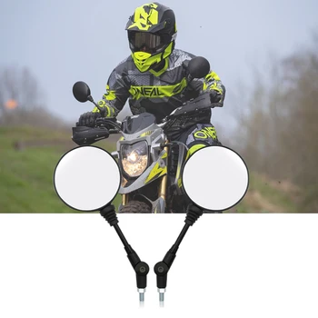  Модифицированные детали мотоцикла 10 мм, Складывающееся круглое боковое зеркало заднего вида от падения, Зеркало заднего вида для Kawasaki Pit Dirt Bike ATV Baja Universal