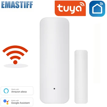  Датчик двери Tuya WiFi Со звуковой сигнализацией, детектор открытия/закрытия окна, независимый магнитный датчик, работа с Alexa Google Home
