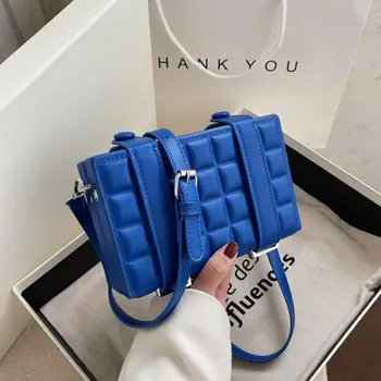  Роскошная брендовая женская клетчатая сумка через плечо высококачественная сумка-коробка из искусственной кожи, весенняя дизайнерская кожаная сумка через плечо с веревкой
