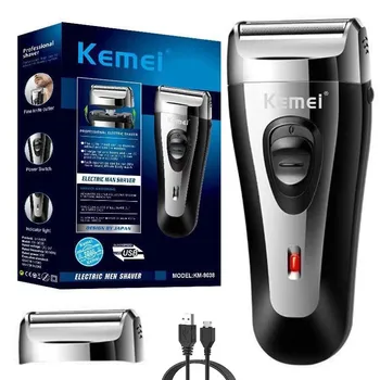  Мощная перезаряжаемая бритва Kemei для мужчин, электробритва из фольги, Бритье бороды, Электрическая бритва для лица, USB с дополнительной сеткой