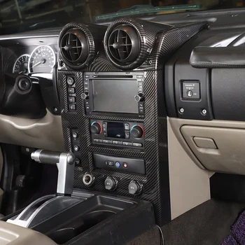  Для Hummer H2 2003-2007 Отделка панели кнопок режима центрального управления автомобилем ABS текстура из углеродного волокна аксессуары для интерьера