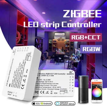  GLEDOPTO ZigBee 3,0 DC12-24V RGB + CCT RGBW WWCW ZigBee Умный контроллер светодиодной ленты Голосовое Управление Работа с Echo Plus SmartThings