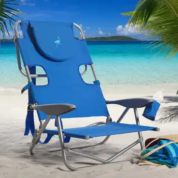  Рюкзак из страуса, стальной пляжный стул-синий