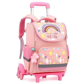  Школьный рюкзак на колесиках, сумка, Школьный рюкзак на колесиках Для девочек, Школьная сумка-тележка, Детский школьный рюкзак-тележка на колесиках