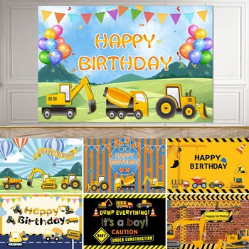  Фон строительной команды SeekPro Фотографический Детский душ, декор для вечеринки по случаю Дня рождения, автомобили-экскаваторы, фоновая фотография дорожного движения