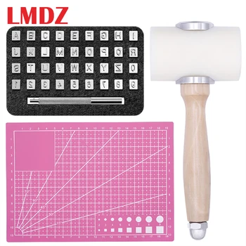  Набор для тиснения кожи LMDZ, молоток A5, Матовая кожа, Алфавит, Металлические штампы с буквами и цифрами, перфоратор для ручной печати 6 мм