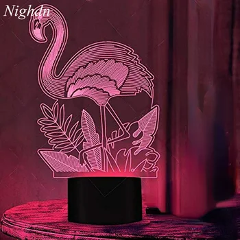  3D Лампа с Фламинго, ночник, 16 цветов, меняющихся для украшения спальни, светодиодные настольные лампы, Рождественские подарки на День рождения для детей