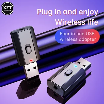  Bluetooth 5,0 Адаптер USB Беспроводной Bluetooth Передатчик Приемник Музыка Аудио для ПК Автомобильный громкой связи 3,5 мм AUX конвертер переключатель