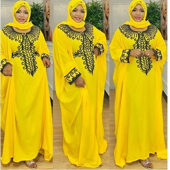  Желтая Королевская Африканская мода, расшитая бисером, Дубай, Марокканская Длинная рубашка, Женское вечернее платье, европейские и американские модные тенденции