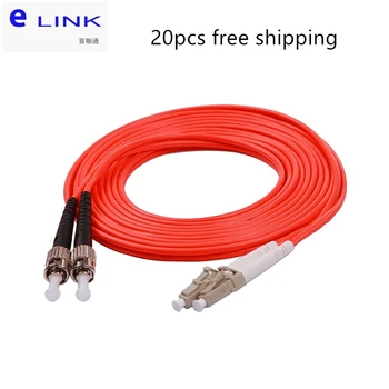  20шт оптоволоконный патч-корд LC UPC-ST UPC, дуплексный многомодовый 50/125 мкм, 2,0 мм, оранжевый кабель, оптоволоконная перемычка, бесплатная доставка ELINK