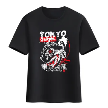  Футболка Tokyo Ghost Kaneki Ken, Женские Мужские хлопковые топы с круглым вырезом и коротким рукавом, Японская анимационная периферия, костюм для косплея, футболка