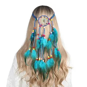  Повязки на Хэллоуин в этническом стиле с декором из перьев, привлекательные повязки на голову для женщин, Ловцы снов, Сетчатая повязка на голову