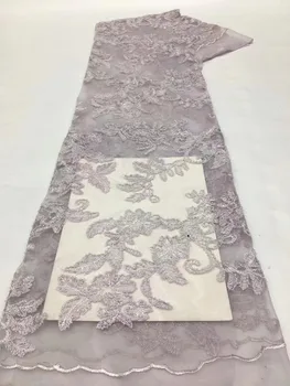  Франция Высококачественная кружевная ткань ручной работы с бисером, нигерийская вышивка 3D бисером, Сетчатая кружевная ткань с пайетками для свадебного платья