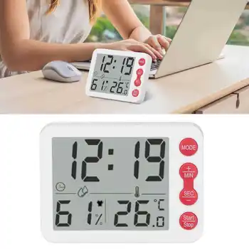  Многофункциональный электронный термометр-гигрометр с функцией будильника, Белый Цифровой измеритель температуры и влажности в помещении