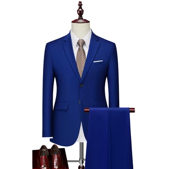  2023 Бутик высокого класса, новинка (костюм + брюки), Деловое свадебное платье в британском стиле, трендовый тонкий модный повседневный мужской комплект из двух предметов