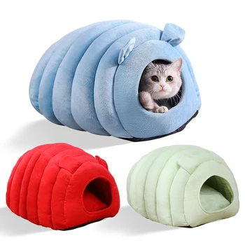  Наполнитель для кошачьего Туалета Caterpillar Креативный Закрытый Домик Для маленьких домашних животных, Коврик для сна, Дизайн Кольца, Теплоизоляция, Мягкий Комфорт