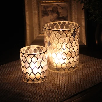  Подсвечник из мозаичного стекла, Романтическое украшение для ужина при свечах, Европейский стиль, Современное украшение для дома, Чашка для свечей