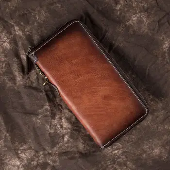  Новый Мужской кошелек, Длинная кожаная сумка на молнии, Многофункциональный кожаный молодежный мужской кожаный кошелек