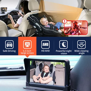  Детское Автомобильное Зеркальце На заднем сиденье, Детская Автомобильная камера с ночным видением высокой четкости, Младенец на заднем сиденье с широким обзором 360 °