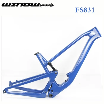  Велосипедные рамы Winowsports carbon mounrain mtb 29er с полной подвеской велосипедная рама Синего глянцевого цвета карбоновая рама FS831