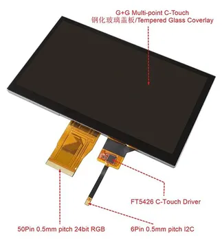  7,0 дюймов 50PIN 16,7 М Цветной HD TFT LCD емкостный сенсорный экран FT5426 Touch IC 24Bit RGB/6P I2C интерфейс 1024 (RGB) * 600