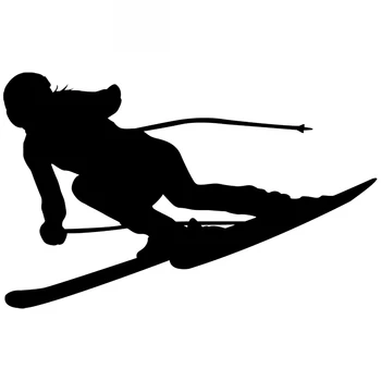  19 * 12 см Забавная наклейка на лыжную машину Высокое качество украшения Личность ПВХ Водонепроницаемая наклейка Черный/белый JDM