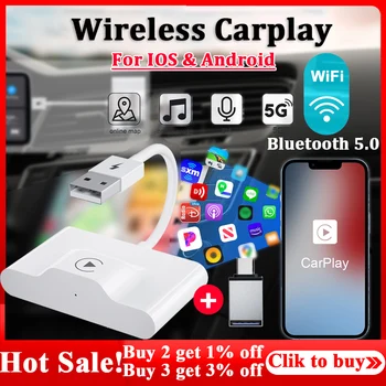  НОВЫЙ Беспроводной Адаптер CarPlay для lPhone Android Auto Автомобильный Адаптер Apple Wireless Carplay Dongle Plug Play 5 ГГц WiFi Онлайн Обновление