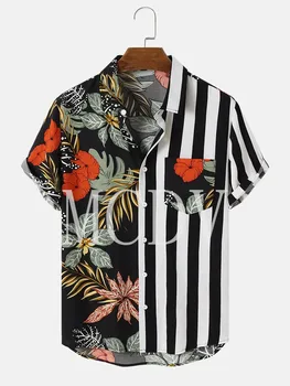  Мужские и женские рубашки с коротким рукавом, повседневные гавайские рубашки без морщин с цветочным принтом сливового цвета