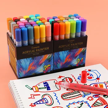  GuangNa Акриловый маркер 4-48 цветов, Перманентная ручка для граффити 