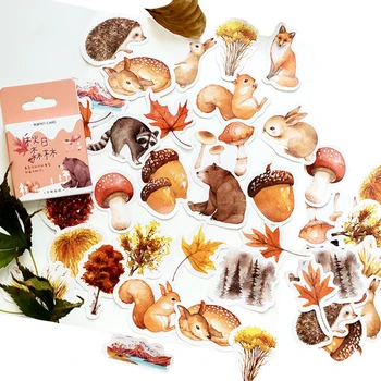  бесплатная доставка 56 коробок Осенний лес, милая лиса, сосновая шишка, эстетический DIY декоративный Скрапбукинг