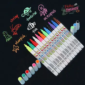  12 цветов / набор Жидких Стираемых меловых маркеров, ручка, Яркие неоновые ручки для стеклянных окон, маркеры для классной доски, Инструменты для обучения, Офис
