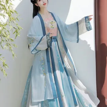  Китайская песня, традиционное платье принцессы Ханфу, женский костюм с тонкой вышивкой, Косплей, Сказочная древняя одежда, леди, Винтажная танцевальная вечеринка