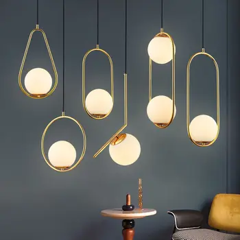  Современные постмодернистские минималистичные светодиодные подвесные светильники Золотые подвесные светильники Для спальни гостиной домашнего декора