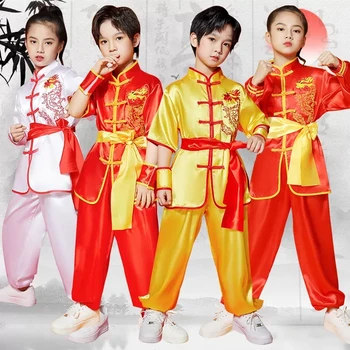  Детский костюм для боевых искусств, рубашка, Комплект брюк, Тренировочная одежда для кунг-фу Тайцзи для взрослых