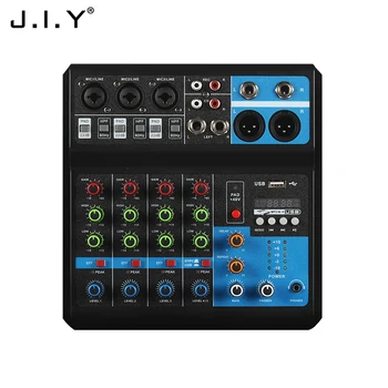  J.I.Y F-5A 5-Канальная Звуковая Микшерная консоль USB Запись Воспроизведение на ПК 48 В Фантомное питание С Задержкой Микрофонного Эффекта USB Аудиомикшер