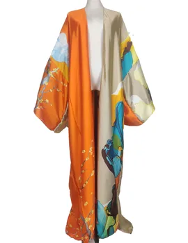  Элегантный Мусульманский Традиционный Саудовский Арабский Шелковый Халат Рамадан кимоно женское Для Женщин Плюс Размер Африканский Халат Vetement Femme Duster Coat
