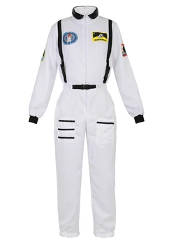  костюм астронавта для взрослых, астронавт, женщины, мужчины, летный космический костюм, комбинезон, Хэллоуин, косплей, цельный комбинезон, синий, белый, оранжевый
