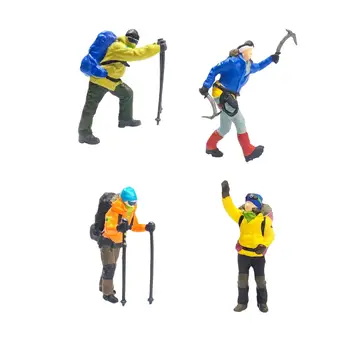  Фигурки альпинистов из смолы 1/87, Мини-модели людей, фигурки альпинистов для поделок, Миниатюрный макет сцены, декор