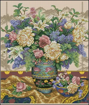  хлопчатобумажные нитки Прекрасный Набор для вышивания крестиком Oriental Splendor Великолепный Цветок Цветы в вазе dim 35163