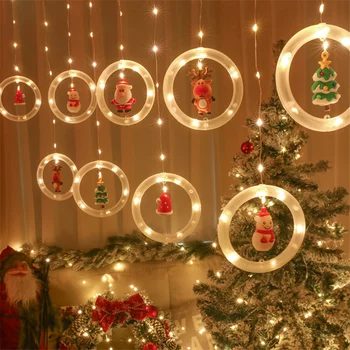  Светодиодная Рождественская Гирлянда в виде Лося, Снеговика, Сказочные гирлянды, USB 3 М, Занавески Санта-Клауса, огни для домашней вечеринки, свадебные украшения