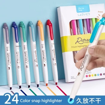  Haile 6 цветов/набор Выдвижных маркеров Morandi, Флуоресцентная ручка, Маркеры Манга для рисования, Раскрашивание, Канцелярские принадлежности Kawaii