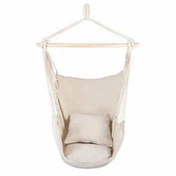  Оригинальный хлопковый холщовый подвесной веревочный стул с подушками бежевого цвета [на складе в США]