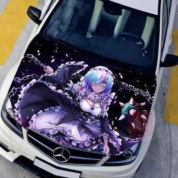  Автомобильные наклейки Itasha из японского аниме Ghost Maid Rem Auto Hood виниловая защитная пленка HD для струйной печати мультяшные наклейки аксессуары для укладки автомобилей